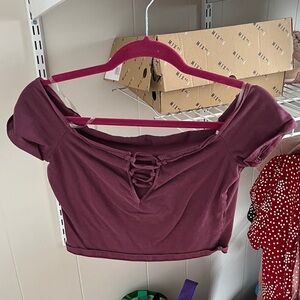 Charlotte Russe Plum Off-Shoulder Blouse